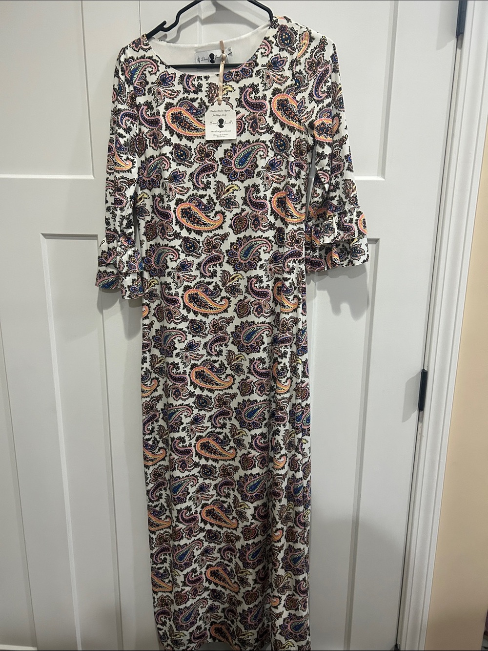 Dainty jewells Cream Paisley Maxi Dress with Ruffle Sleeves